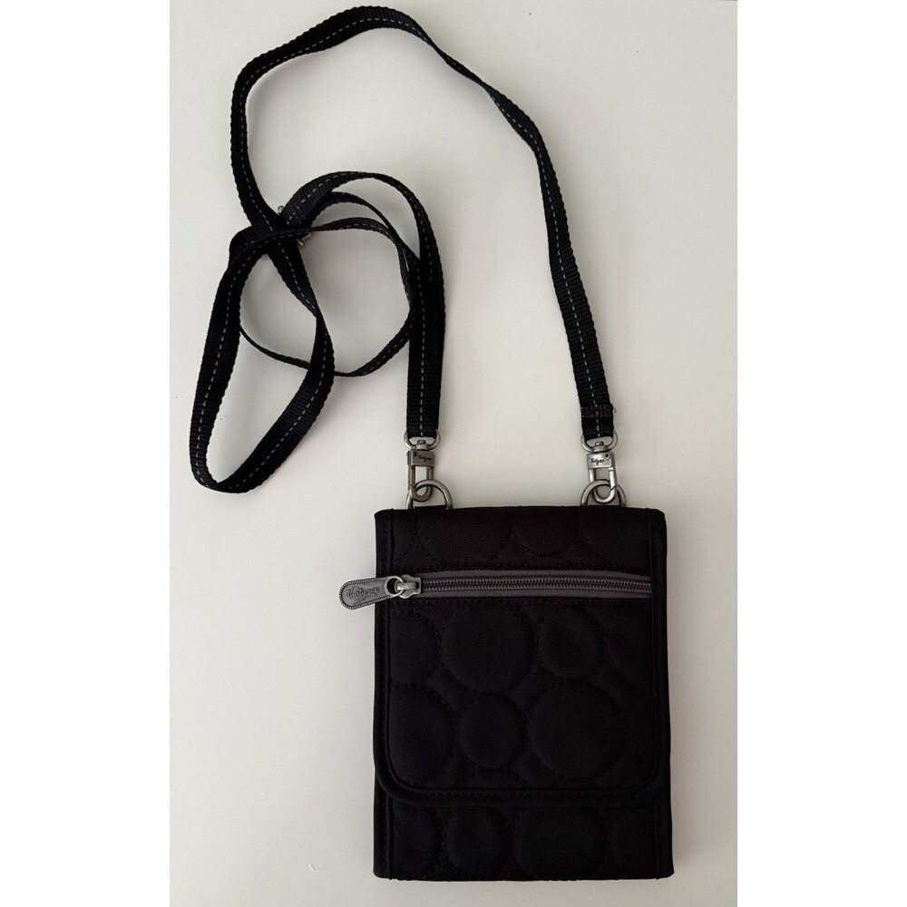 Thirty-One Vary You Mini Crossbody Organizer Wallet Bag Quilted Purse Black EUC